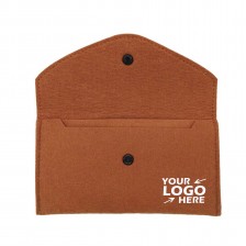 7inch Brown Soft Felt Wallet Closed with Button